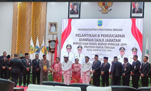 Gubernur Papua Tengah Lantik Bupati dan Wakil Bupati Puncak Jaya, Titip Tiga Pesan Penting