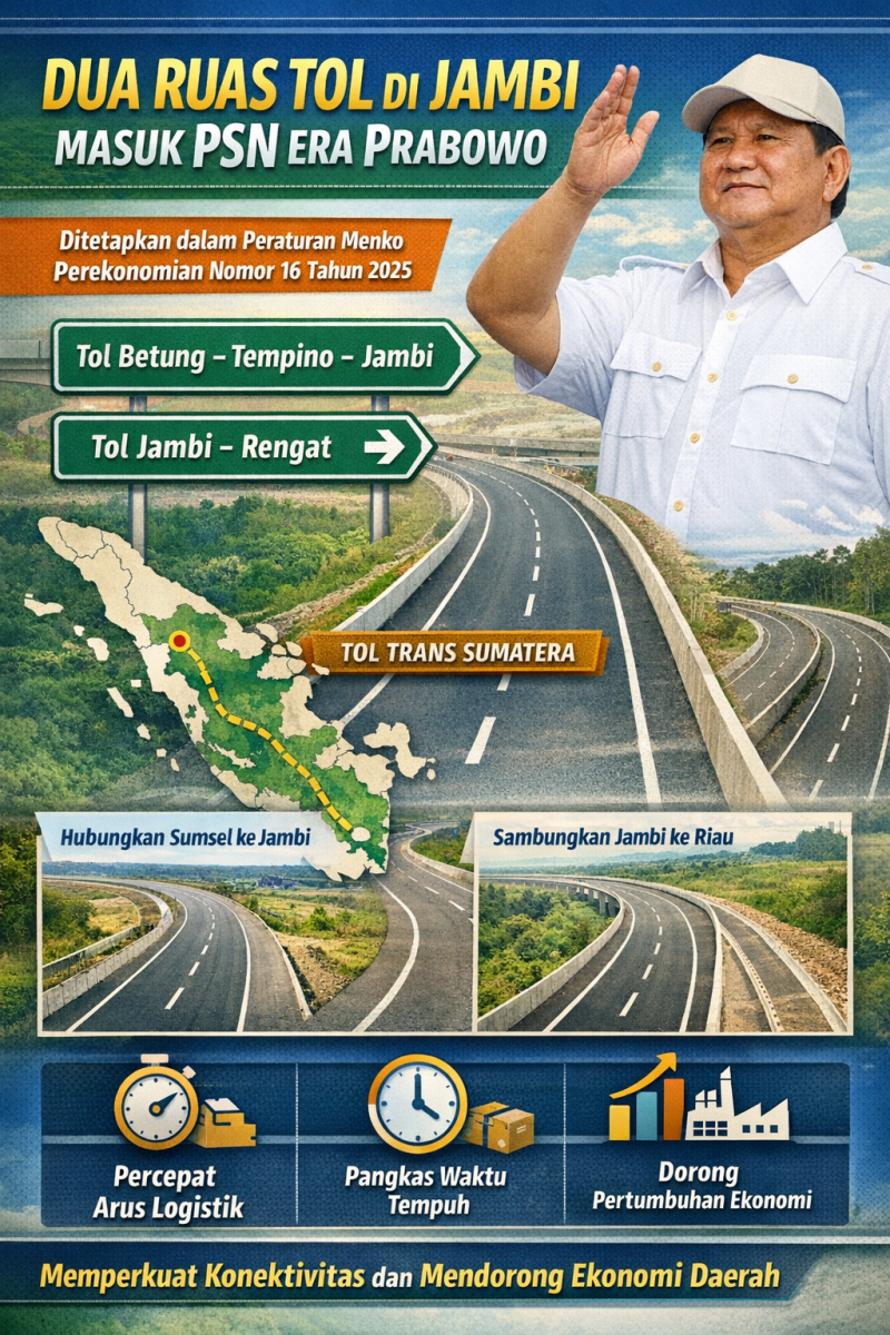 Dua Ruas Tol di Jambi Resmi Masuk PSN Era Prabowo