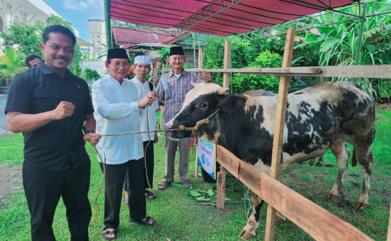 Polda Jambi Serahkan Sapi Kurban di Masjid Alfalah
