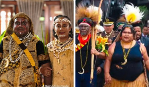Nawipa dan Geley Kenakan Pakaian Adat Mee-Dani pada HUT Kemerdekaan RI
